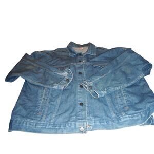 United States Marine Corps Embossed Made in USA Denim Trucker Jacket IAMAW 2XL